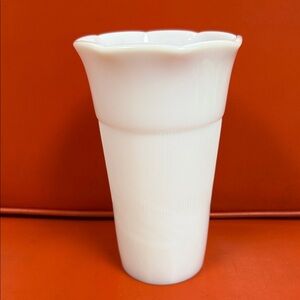 Hazel Atlas Vintage White Milk Glass Ribbed Vase